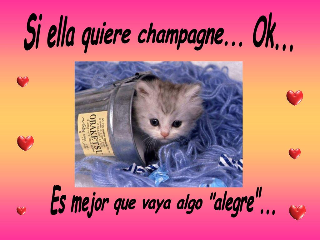 Si ella quiere champagne... Ok... Es mejor que vaya algo alegre ...