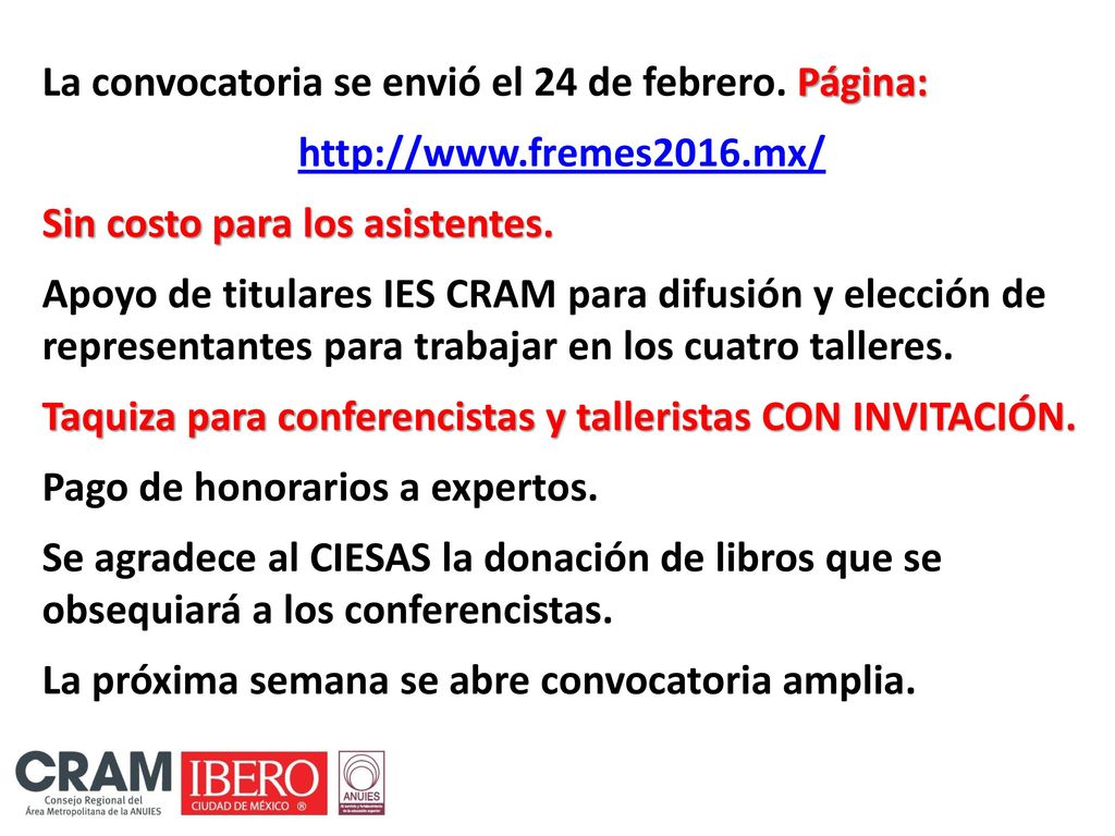 La convocatoria se envió el 24 de febrero. Página: