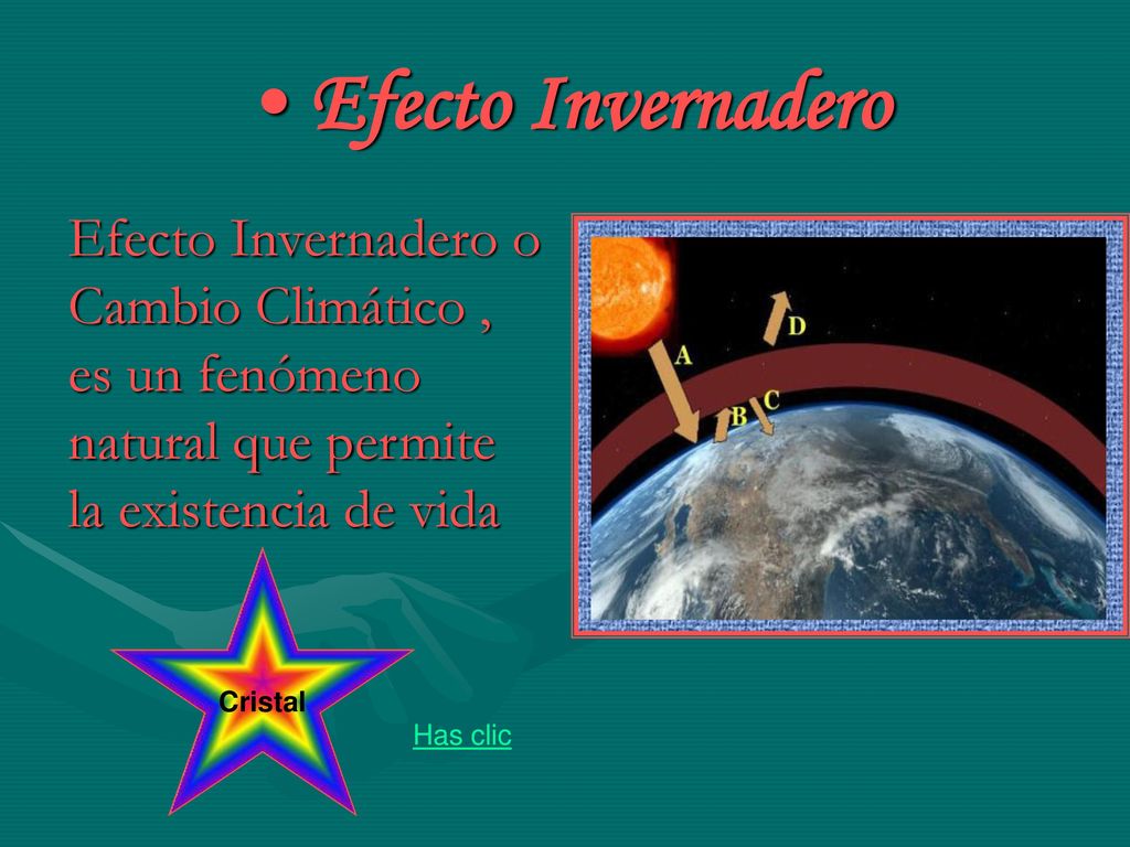 Efecto Invernadero Efecto Invernadero o Cambio Climático , es un fenómeno natural que permite la existencia de vida.