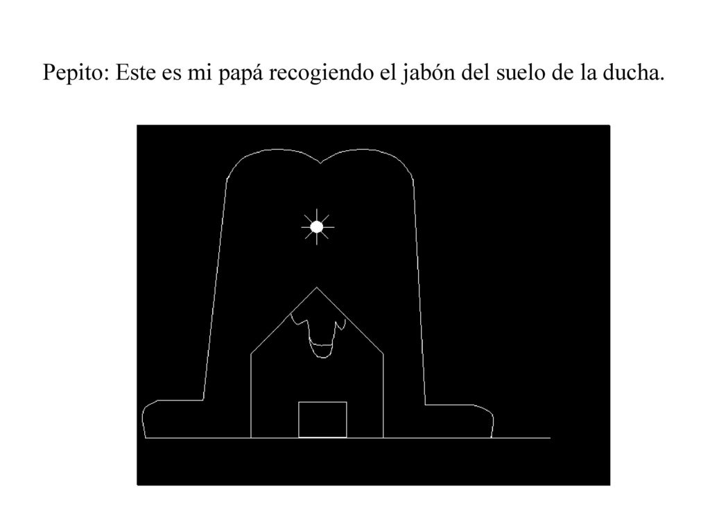 Pepito: Este es mi papá recogiendo el jabón del suelo de la ducha.