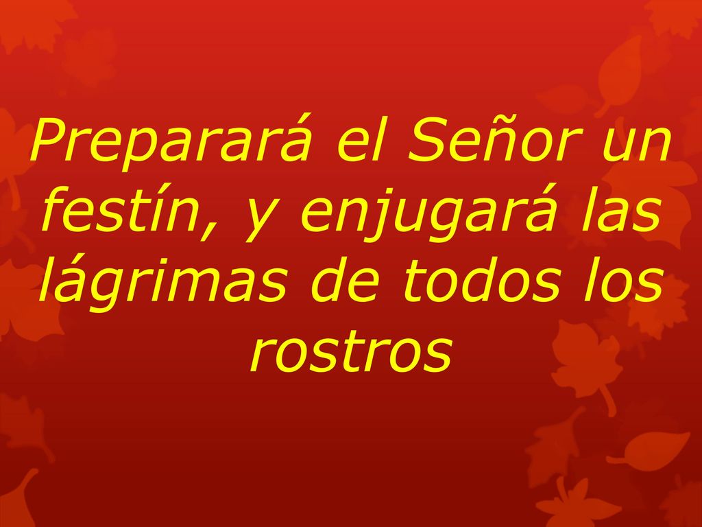 Preparará el Señor un festín, y enjugará las lágrimas de todos los rostros