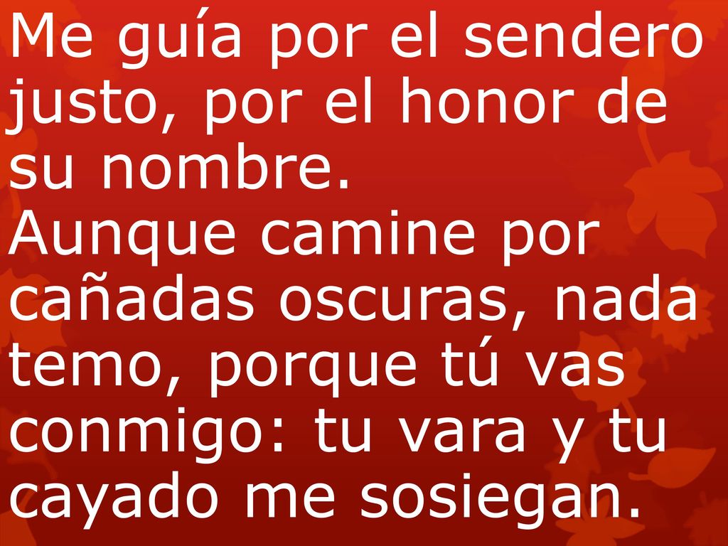 Me guía por el sendero justo, por el honor de su nombre