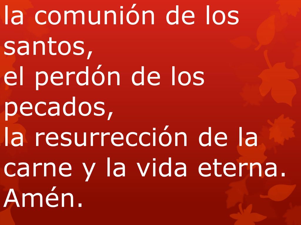 la comunión de los santos, el perdón de los pecados,