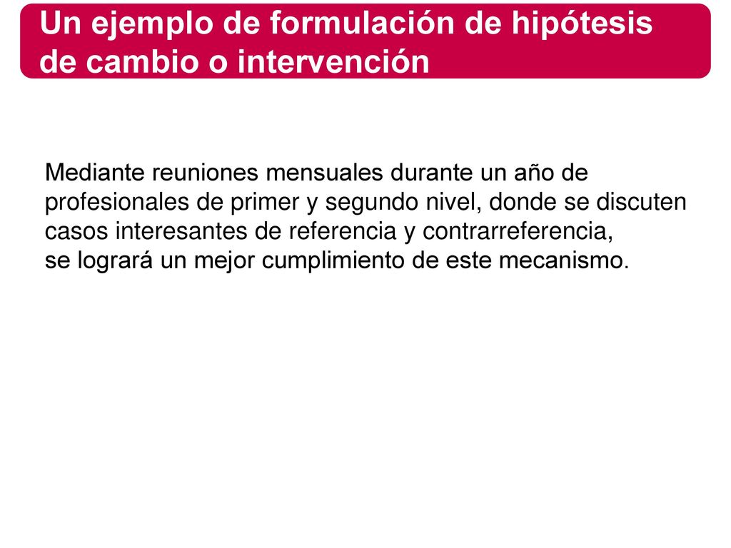 Un ejemplo de formulación de hipótesis de cambio o intervención