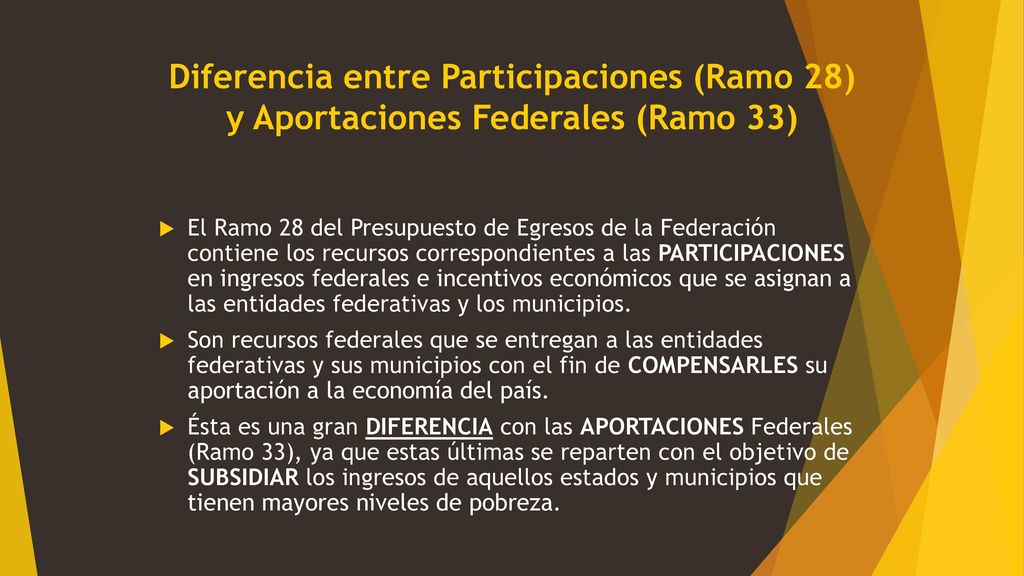 Diferencia entre Participaciones (Ramo 28) y Aportaciones Federales (Ramo 33)