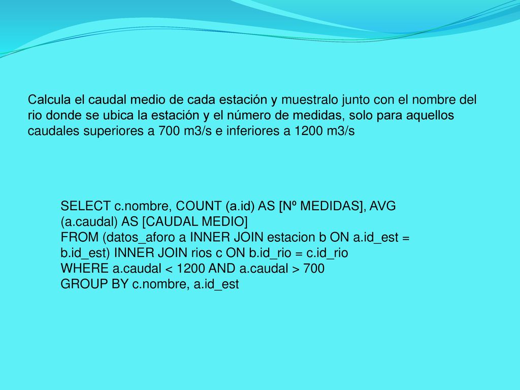 Calcula el caudal medio de cada estación y muestralo junto con el nombre del