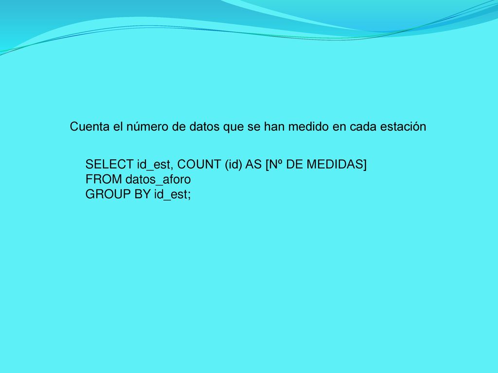 Cuenta el número de datos que se han medido en cada estación