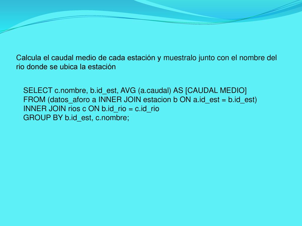 Calcula el caudal medio de cada estación y muestralo junto con el nombre del