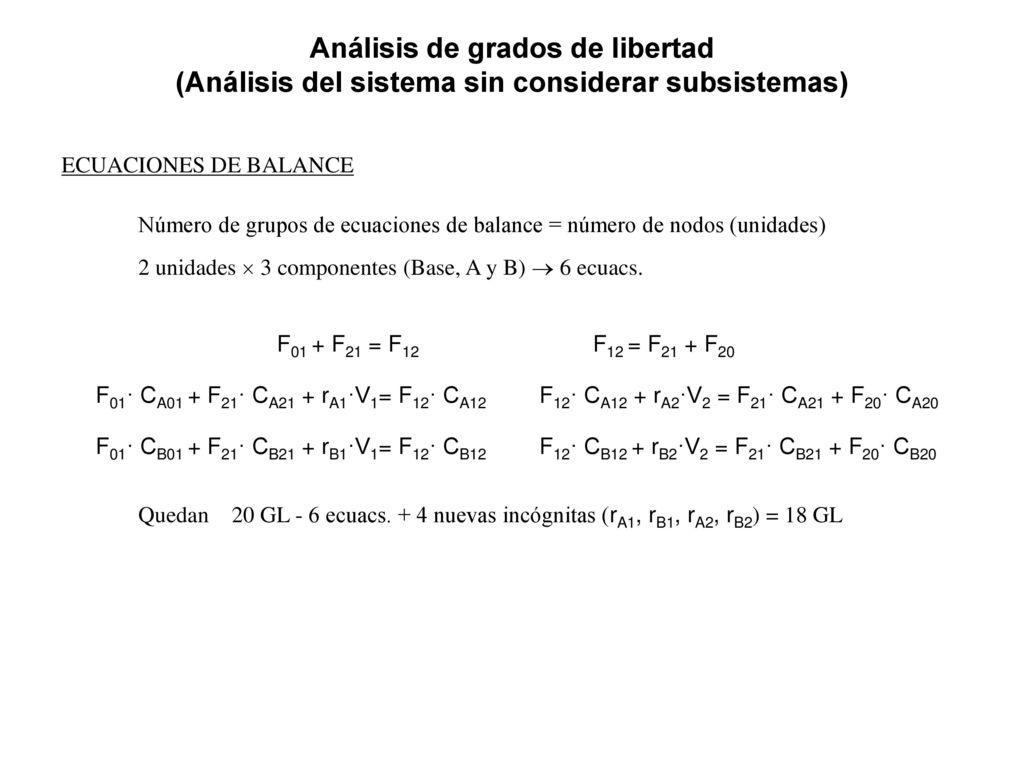 Análisis de grados de libertad (Análisis del sistema sin considerar subsistemas)