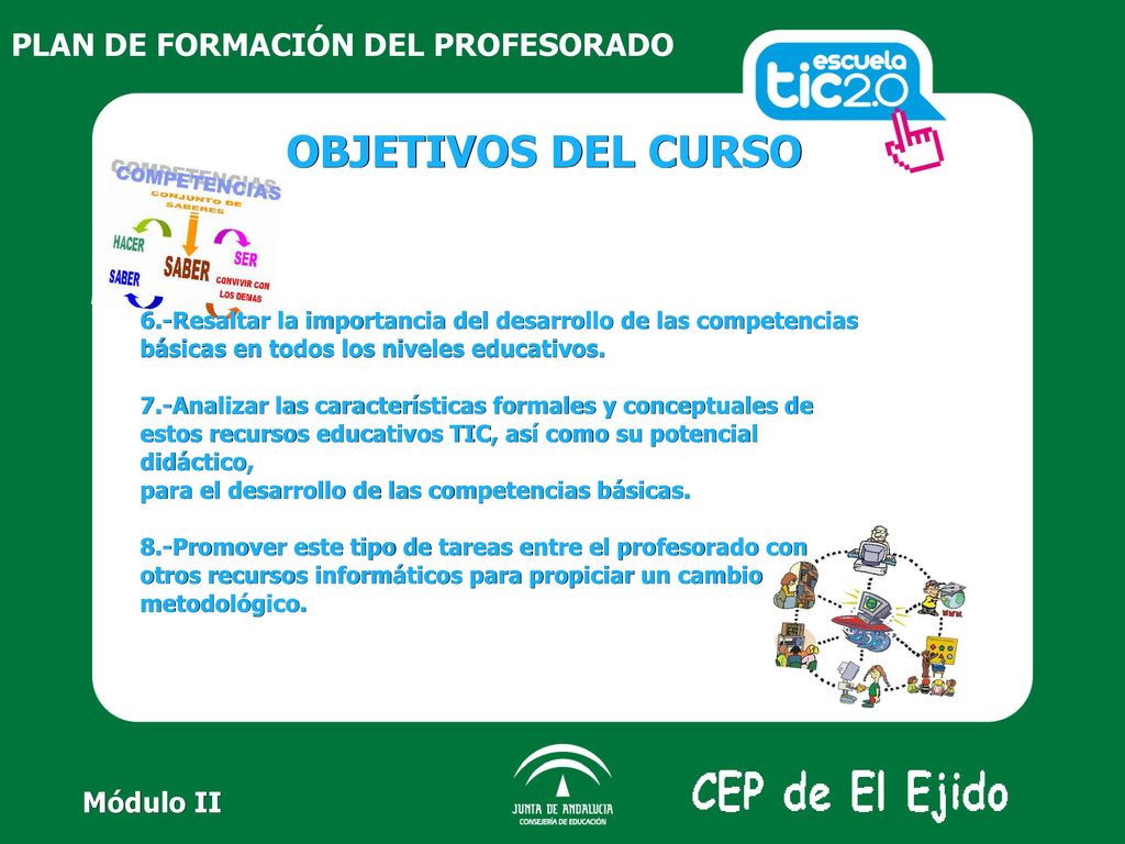 OBJETIVOS DEL CURSO PLAN DE FORMACIÓN DEL PROFESORADO Módulo II