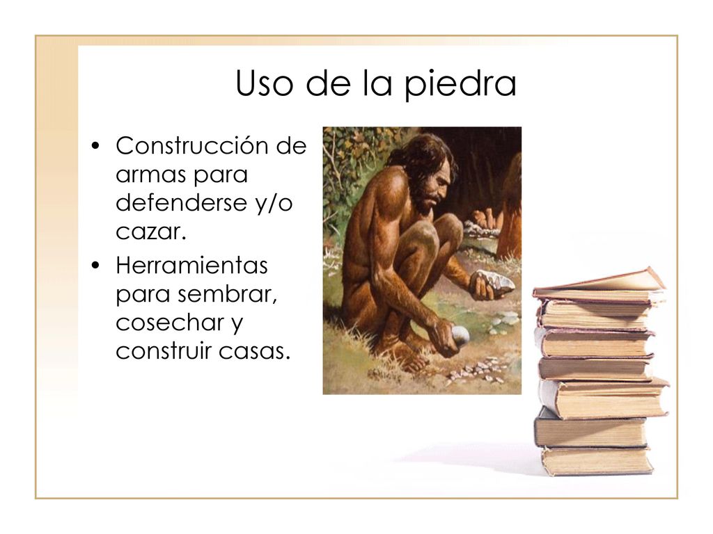 Uso de la piedra Construcción de armas para defenderse y/o cazar.