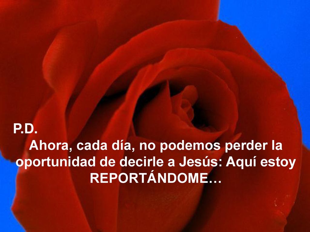 P.D. Ahora, cada día, no podemos perder la oportunidad de decirle a Jesús: Aquí estoy REPORTÁNDOME…