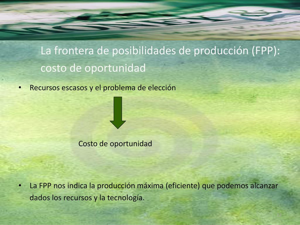 La frontera de posibilidades de producción (FPP): costo de oportunidad