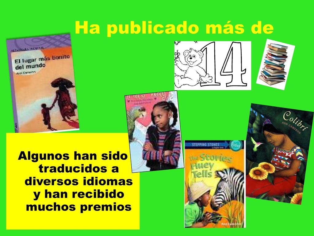 Ha publicado más de Algunos han sido traducidos a diversos idiomas y han recibido muchos premios