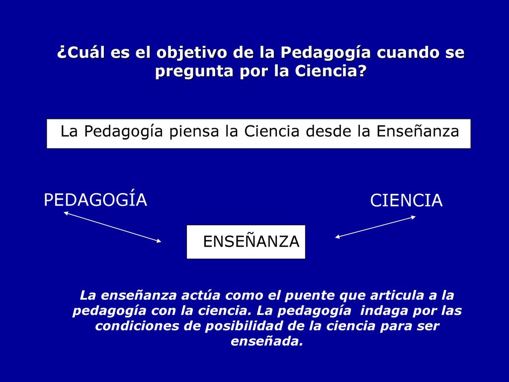 ¿Cuál es el objetivo de la Pedagogía cuando se pregunta por la Ciencia