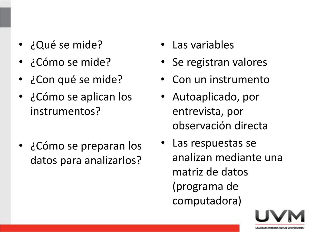 ¿Qué se mide ¿Cómo se mide ¿Con qué se mide ¿Cómo se aplican los instrumentos ¿Cómo se preparan los datos para analizarlos