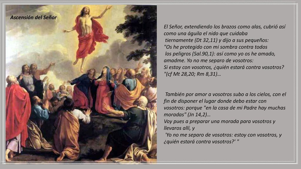Ascensión del Señor El Señor, extendiendo los brazos como alas, cubrió así como una águila el nido que cuidaba.