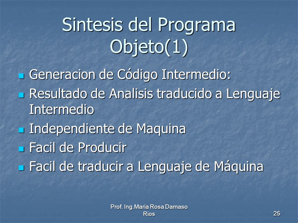 Sintesis del Programa Objeto(1)