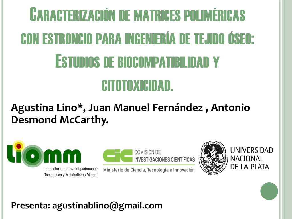Caracterización de matrices poliméricas con estroncio para ingeniería de tejido óseo: Estudios de biocompatibilidad y citotoxicidad.