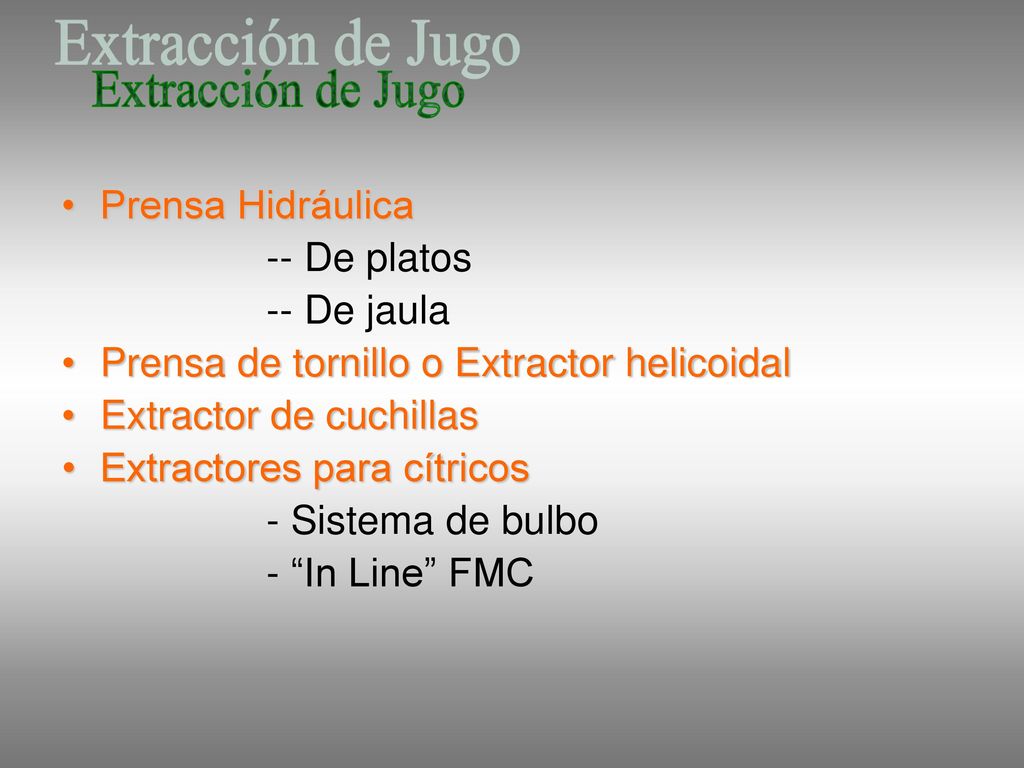 Extracción de Jugo Prensa Hidráulica -- De platos -- De jaula