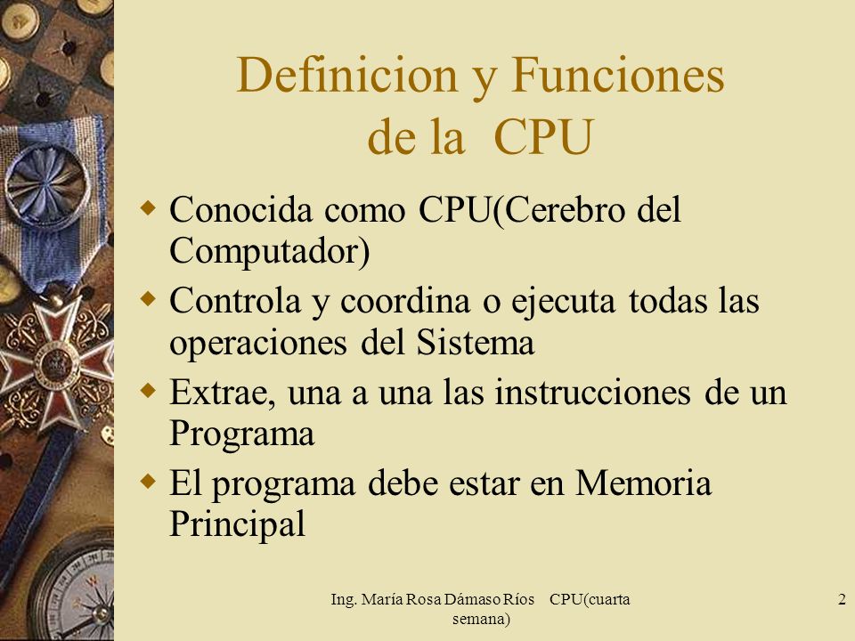 Definicion y Funciones de la CPU