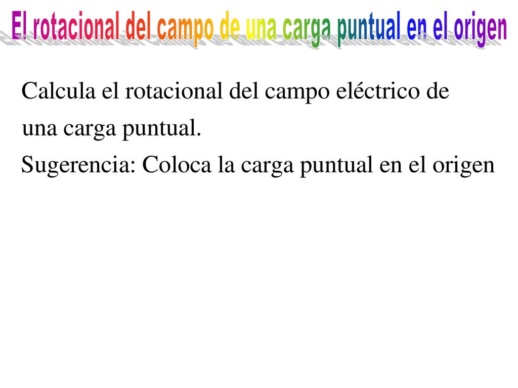 El rotacional del campo de una carga puntual en el origen
