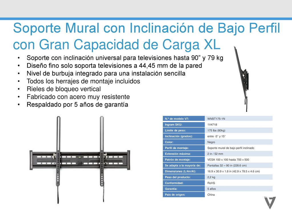 Soporte Mural con Inclinación de Bajo Perfil con Gran Capacidad de Carga XL