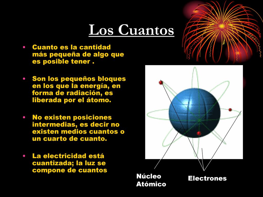 Los Cuantos Cuanto es la cantidad más pequeña de algo que es posible tener .