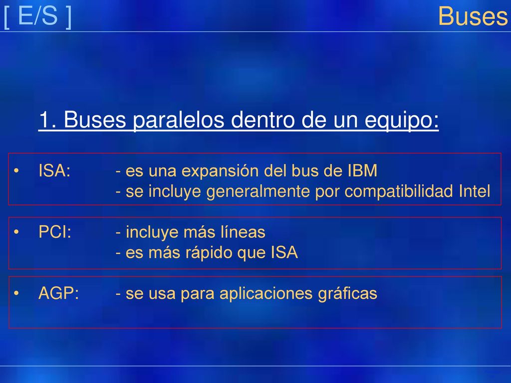 [ E/S ] Buses 1. Buses paralelos dentro de un equipo: