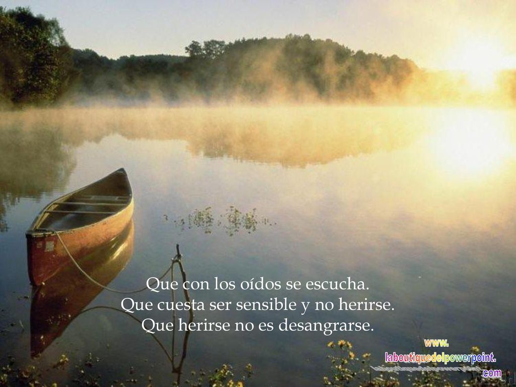 Que con los oídos se escucha. Que cuesta ser sensible y no herirse.
