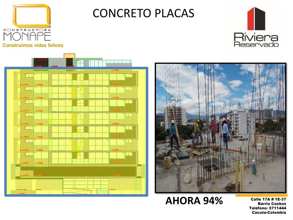 CONCRETO PLACAS AHORA 94% Construimos vidas felices Calle 17A # 1E-37