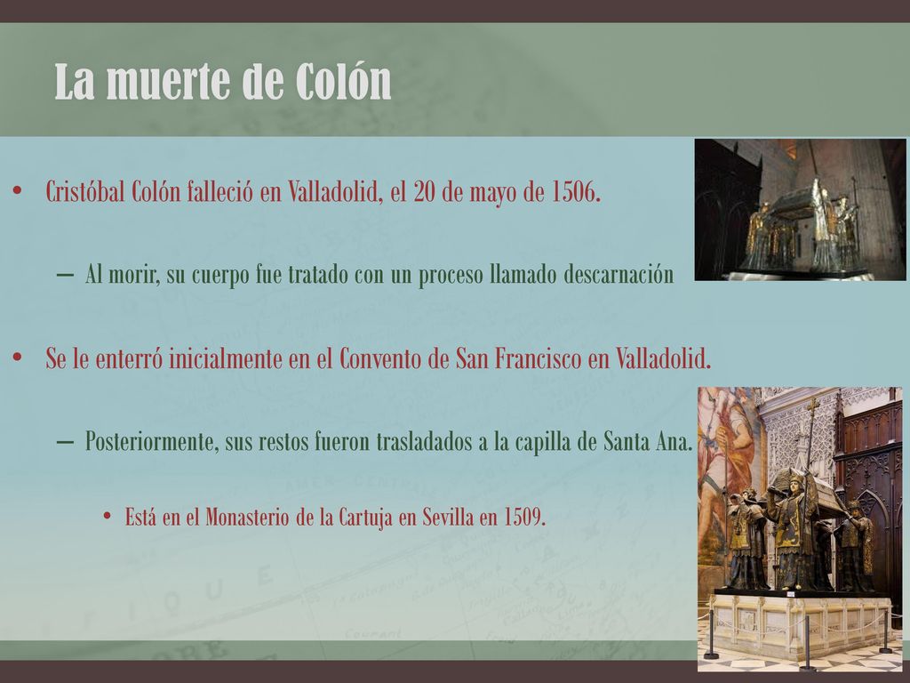La muerte de Colón Cristóbal Colón falleció en Valladolid, el 20 de mayo de