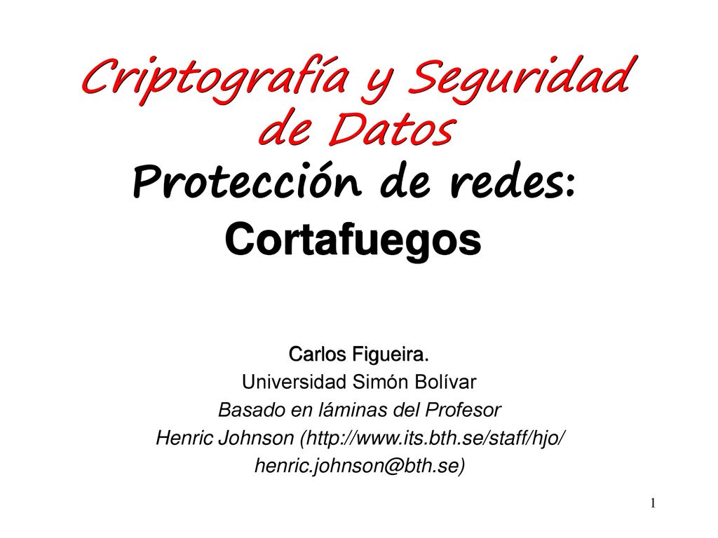 Criptografía y Seguridad de Datos Protección de redes: Cortafuegos