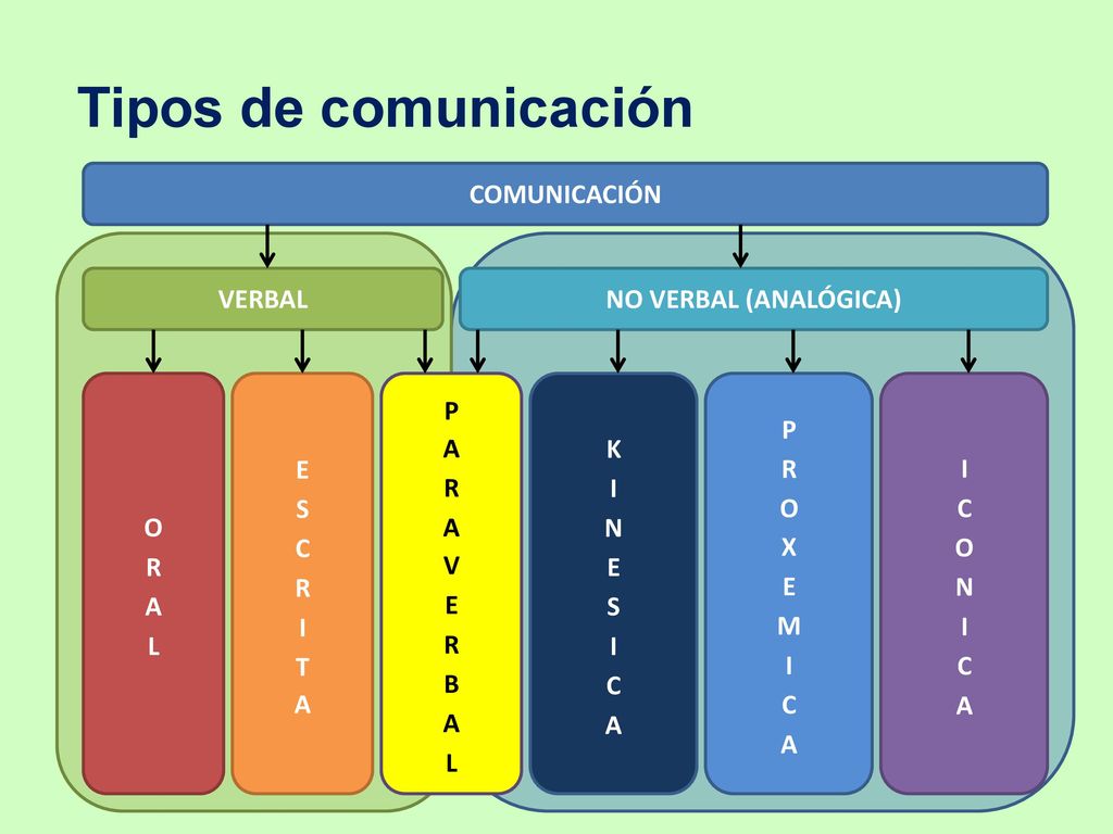 Tipos de comunicación COMUNICACIÓN VERBAL NO VERBAL (ANALÓGICA) ORAL