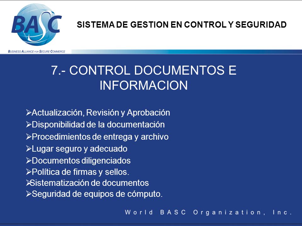 7.- CONTROL DOCUMENTOS E INFORMACION