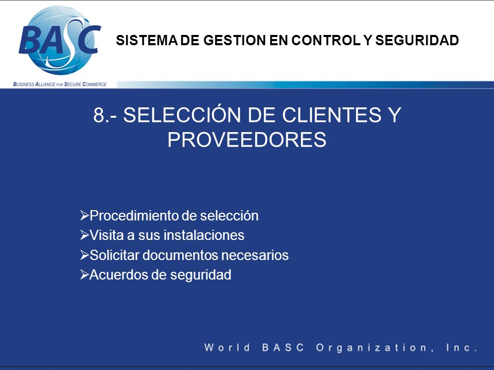 8.- SELECCIÓN DE CLIENTES Y PROVEEDORES