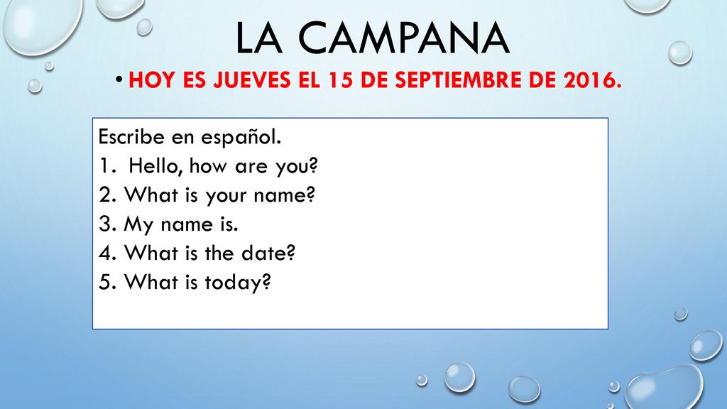 La Campana Hoy es jueves el 15 de septiembre de 2016.