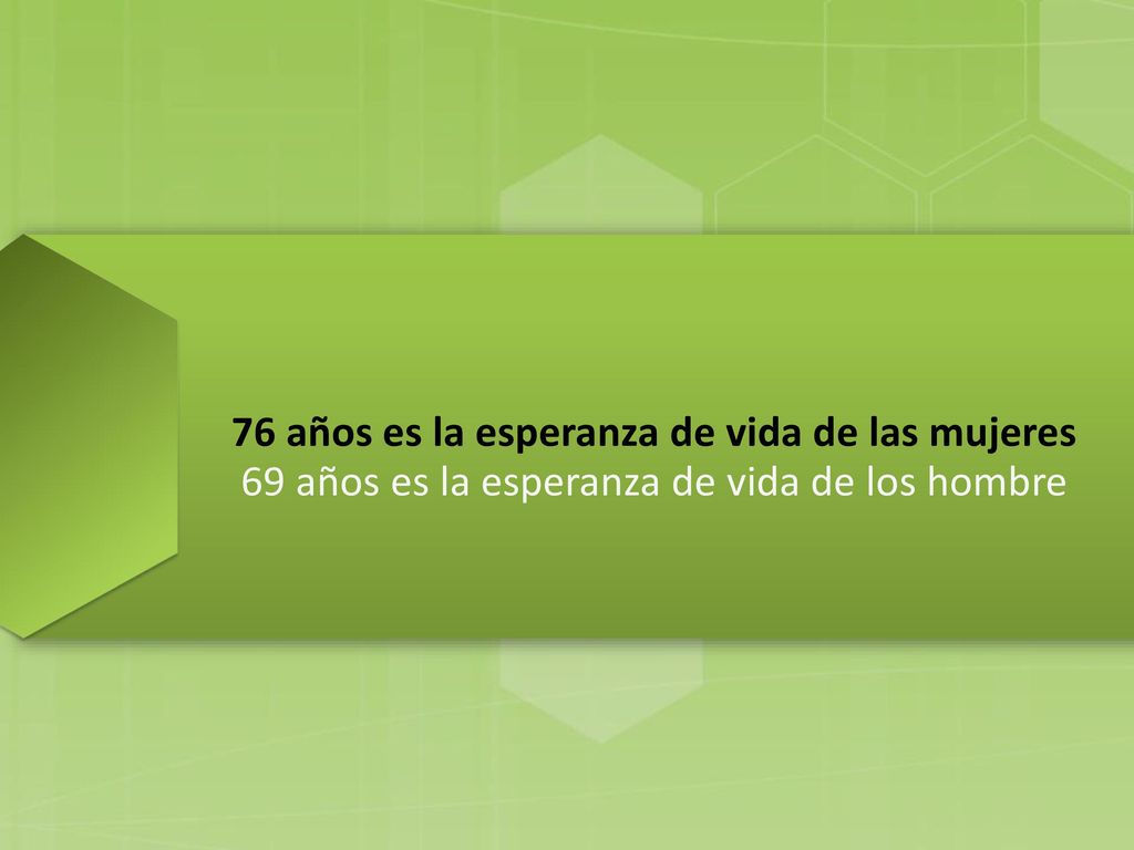 76 años es la esperanza de vida de las mujeres