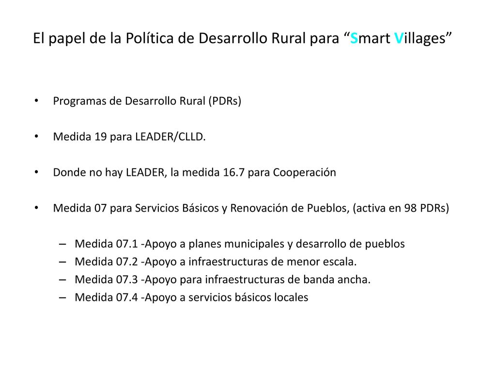 El papel de la Política de Desarrollo Rural para Smart Villages