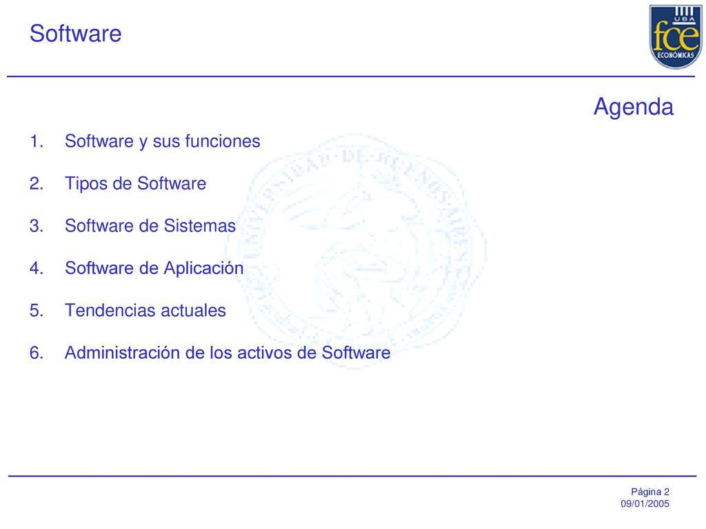 Agenda Software y sus funciones Tipos de Software Software de Sistemas