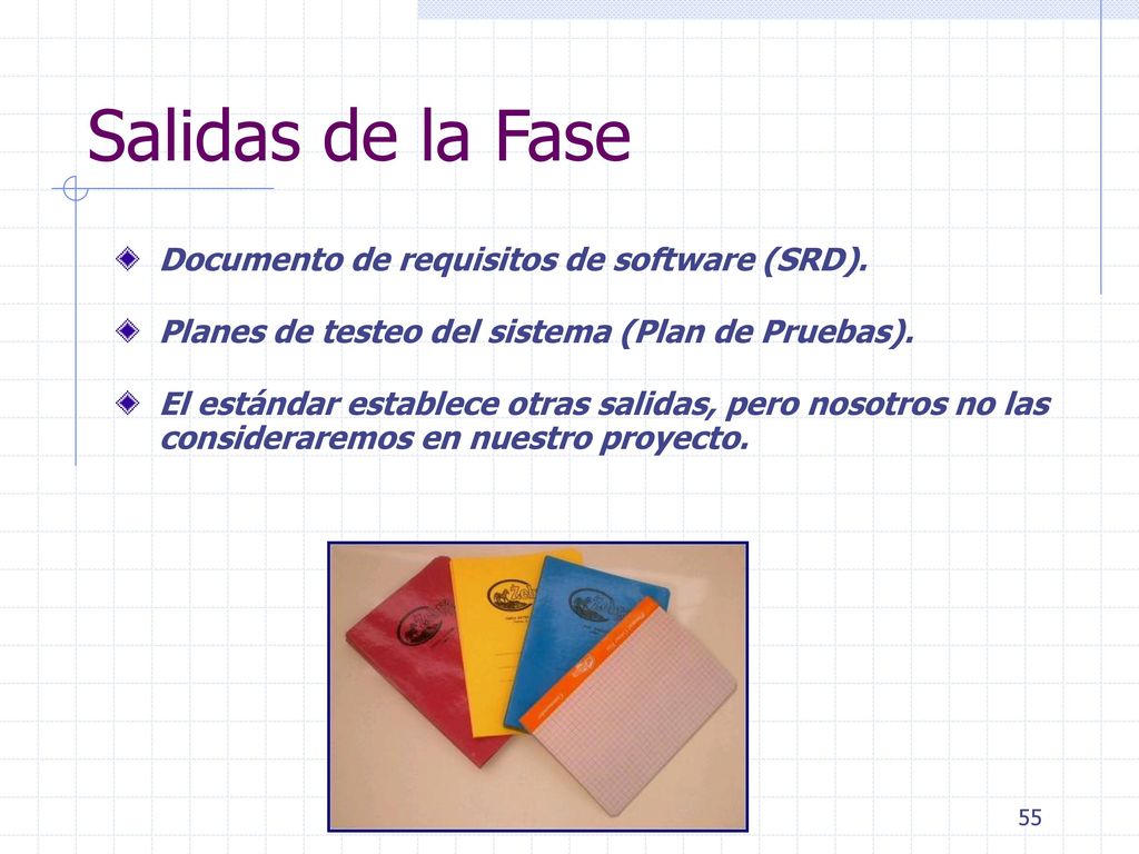 Salidas de la Fase Documento de requisitos de software (SRD).