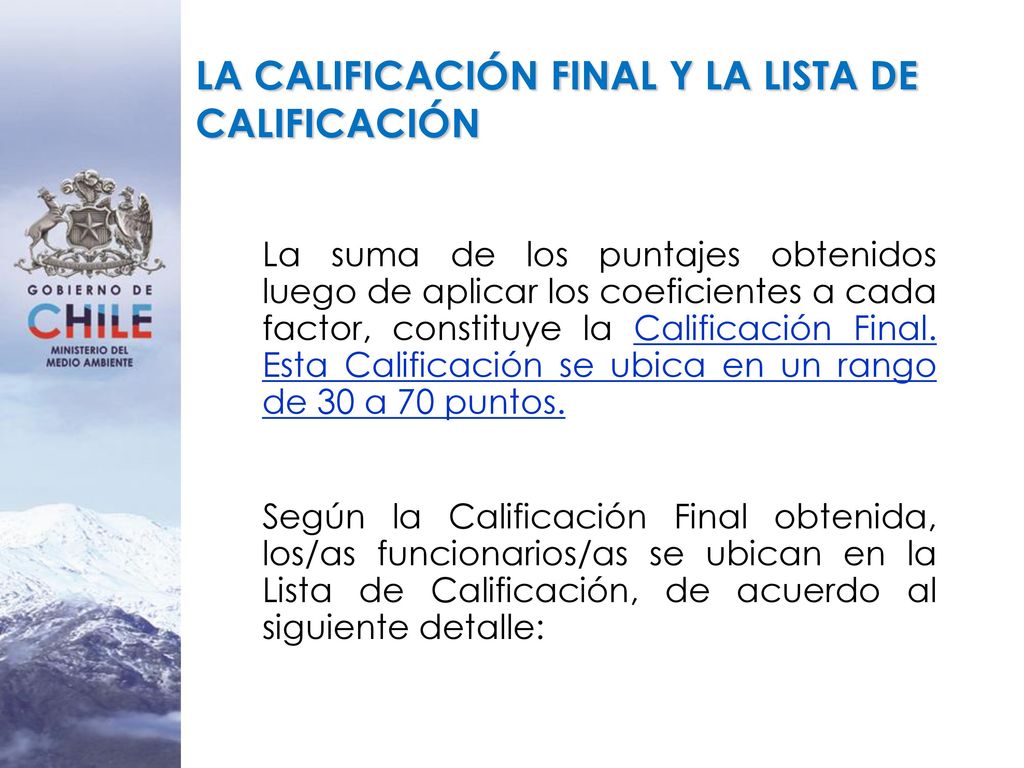 LA CALIFICACIÓN FINAL Y LA LISTA DE CALIFICACIÓN