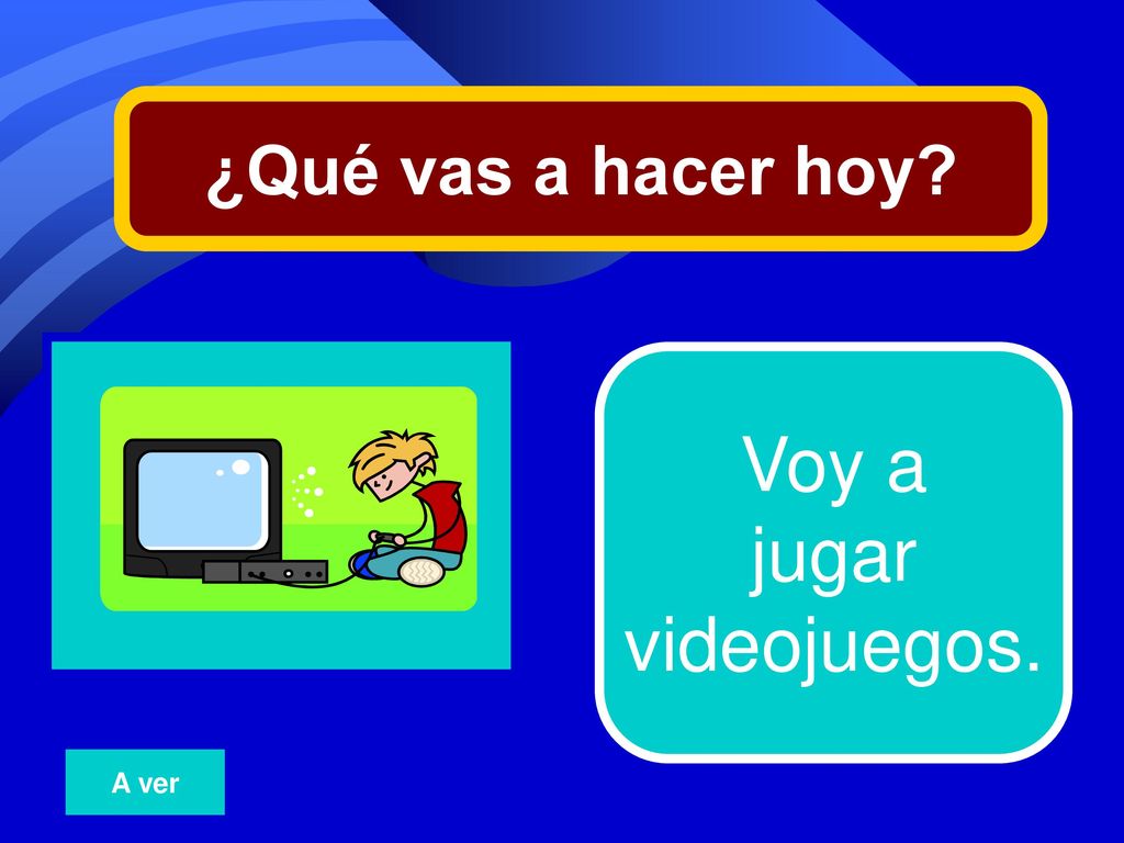 ¿Qué vas a hacer hoy 9 Voy a jugar videojuegos. A ver