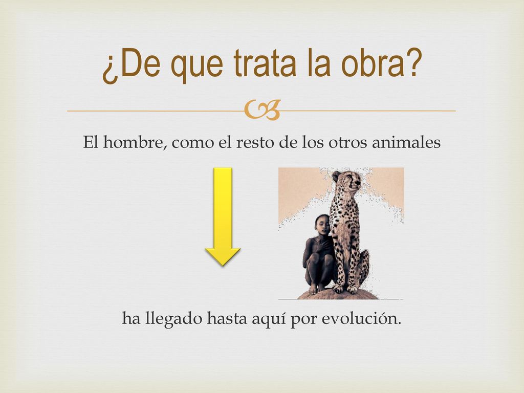 ¿De que trata la obra El hombre, como el resto de los otros animales