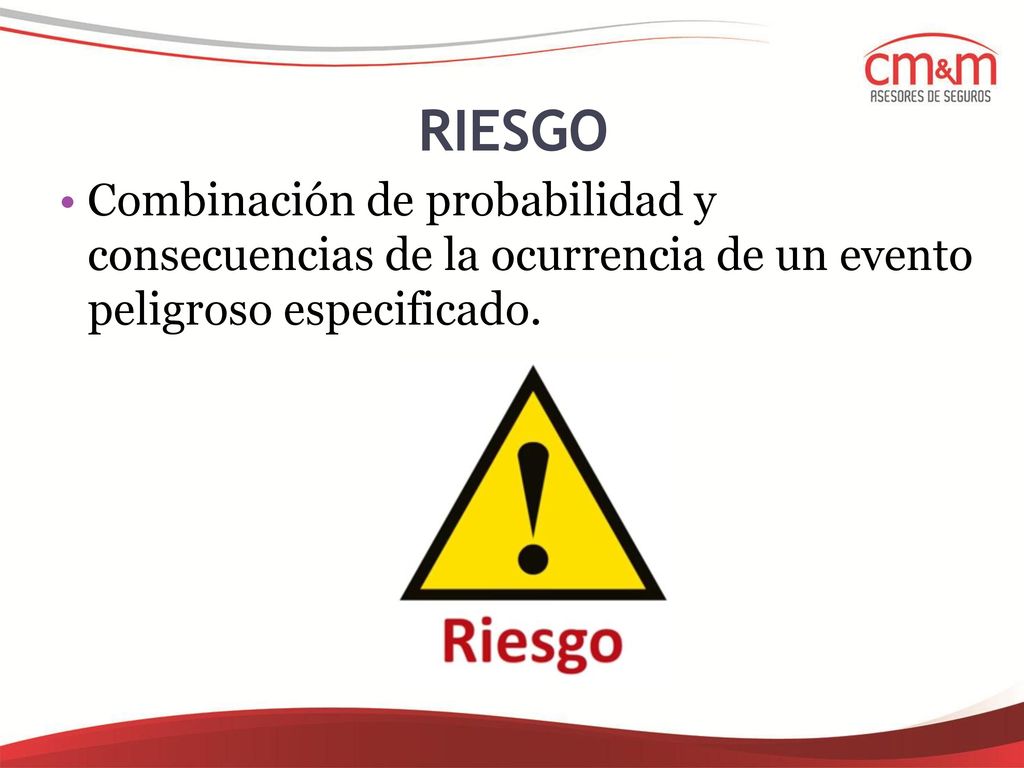 RIESGO Combinación de probabilidad y consecuencias de la ocurrencia de un evento peligroso especificado.