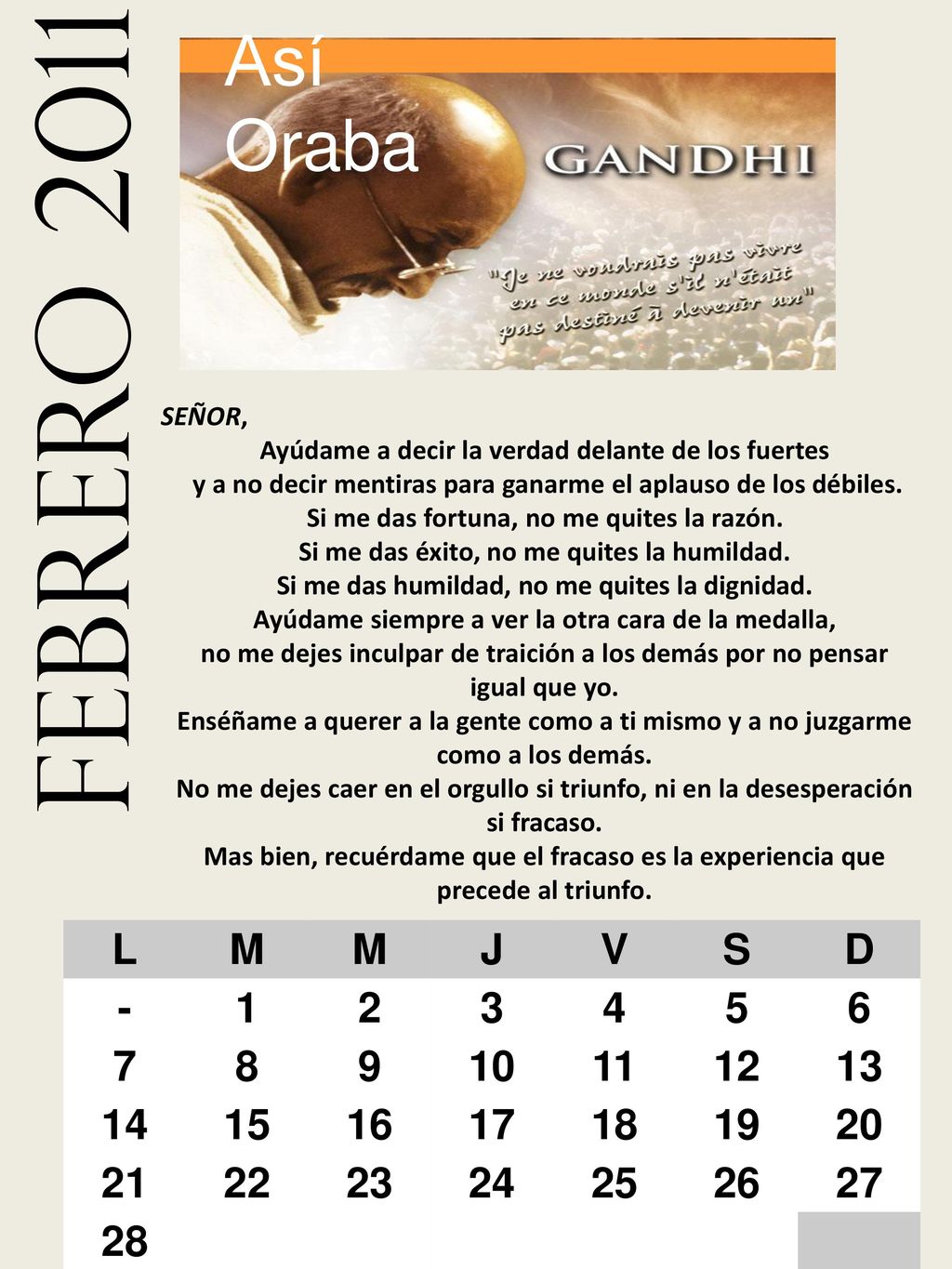 febrero 2011 Así Oraba L M J V S D