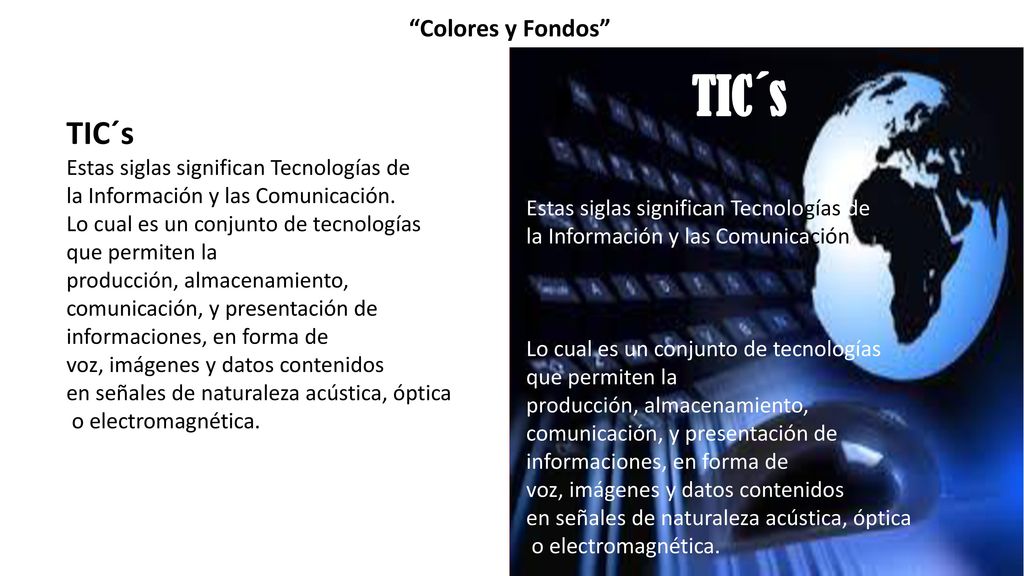 TIC´s TIC´s Colores y Fondos