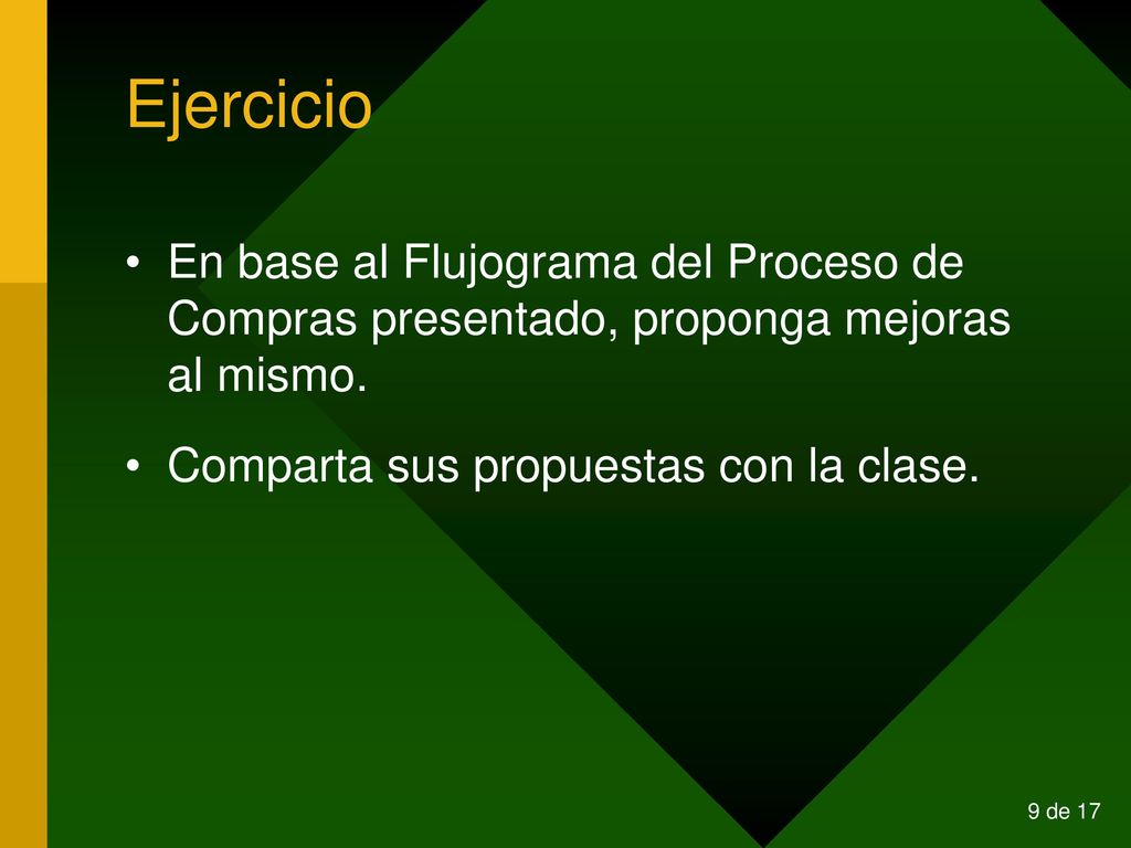 Ejercicio En base al Flujograma del Proceso de Compras presentado, proponga mejoras al mismo.
