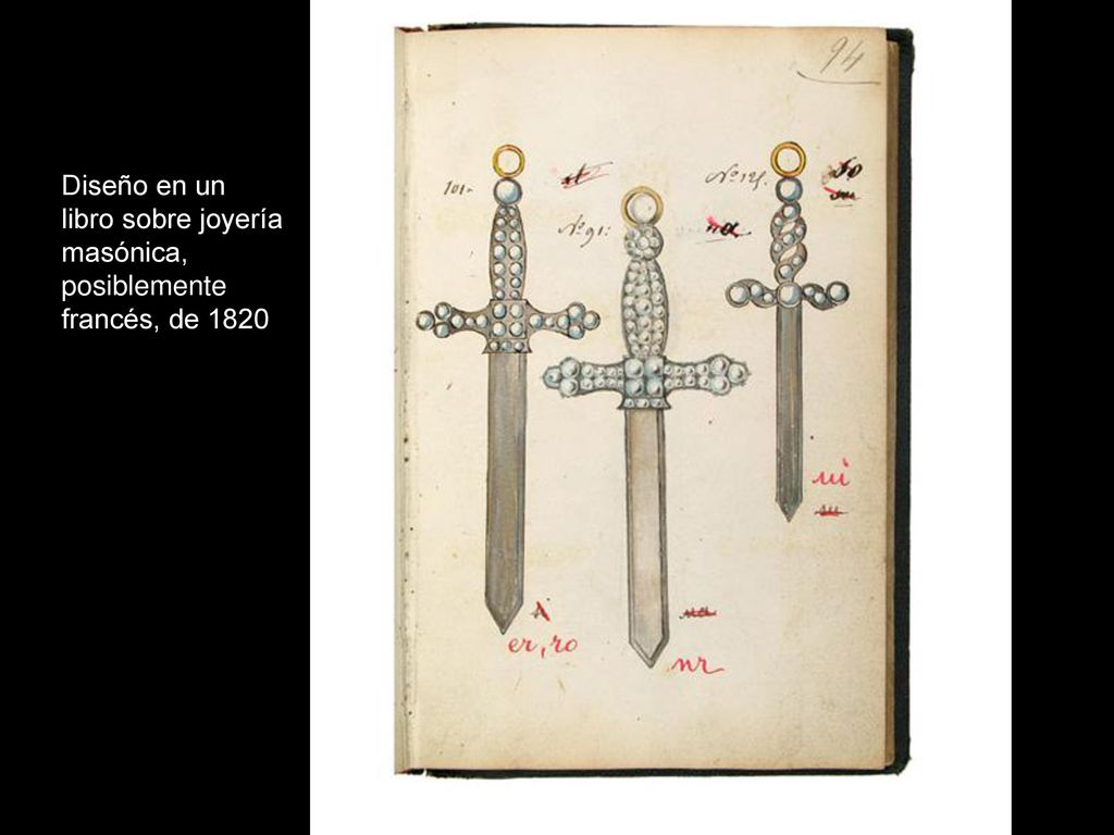 Diseño en un libro sobre joyería masónica, posiblemente francés, de 1820