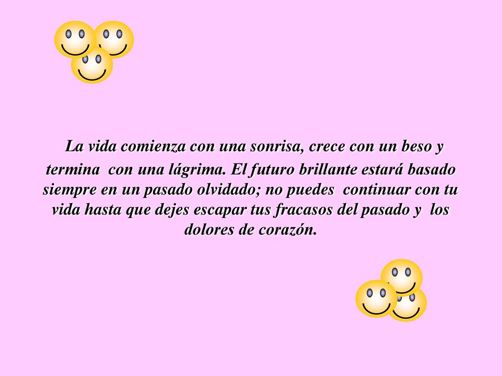 La vida comienza con una sonrisa, crece con un beso y termina con una lágrima.